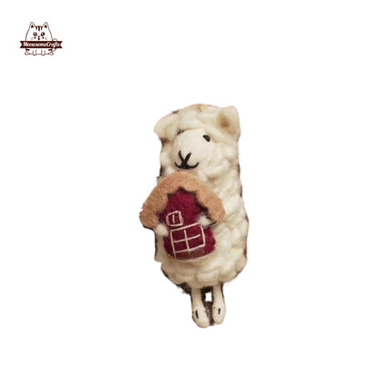 Handmade Finished Felting Sheep Lamb Doll Keychain Felted Animal Felting Gift 1pc