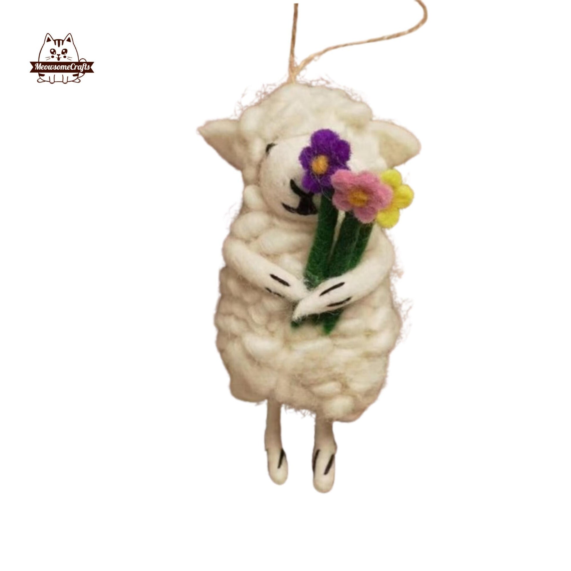 Handmade Finished Felting Sheep Lamb Doll Keychain Felted Animal Felting Gift 1pc