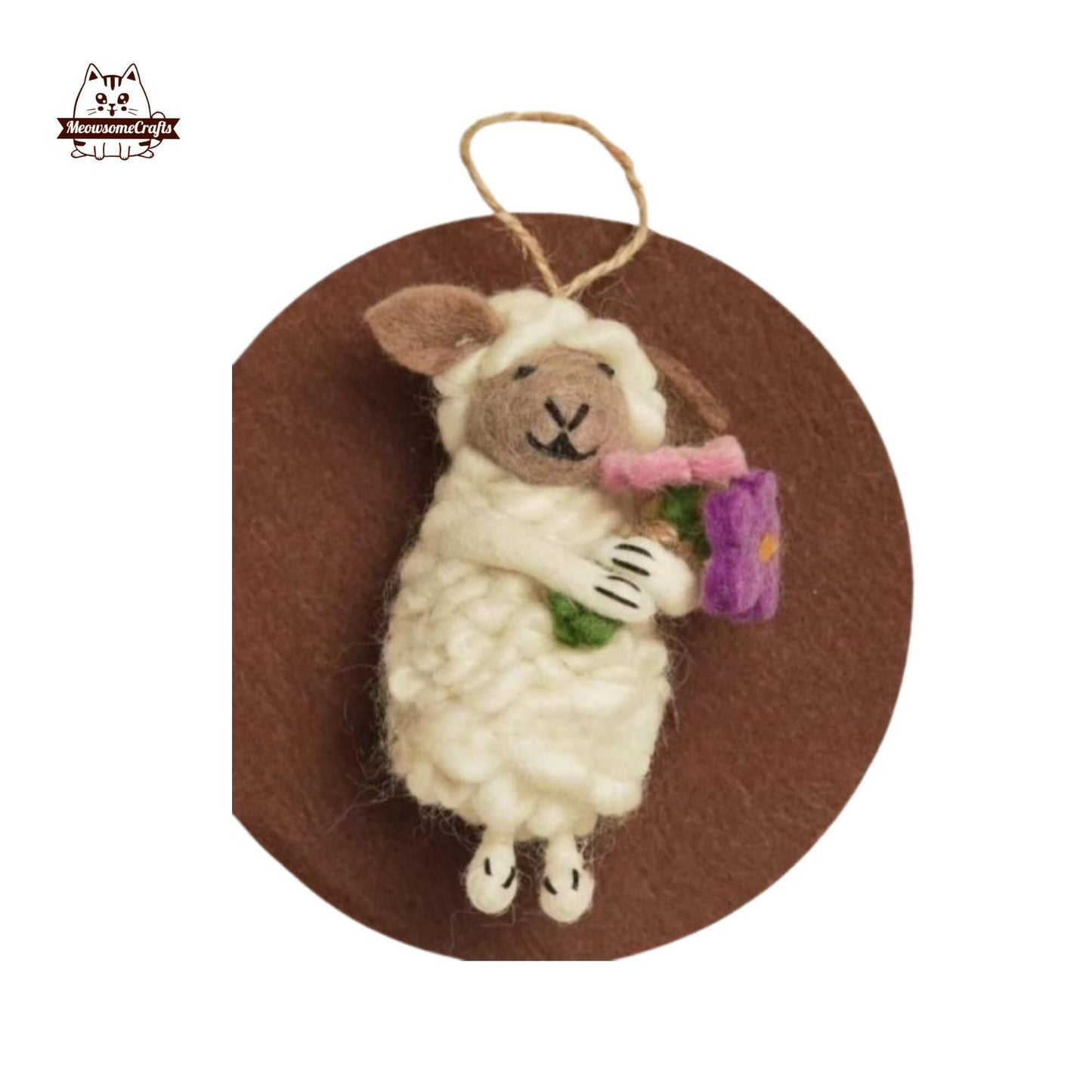 Handmade Finished Felting Sheep Lamb Doll Keychain Felted Animal Felting Gift 1pc