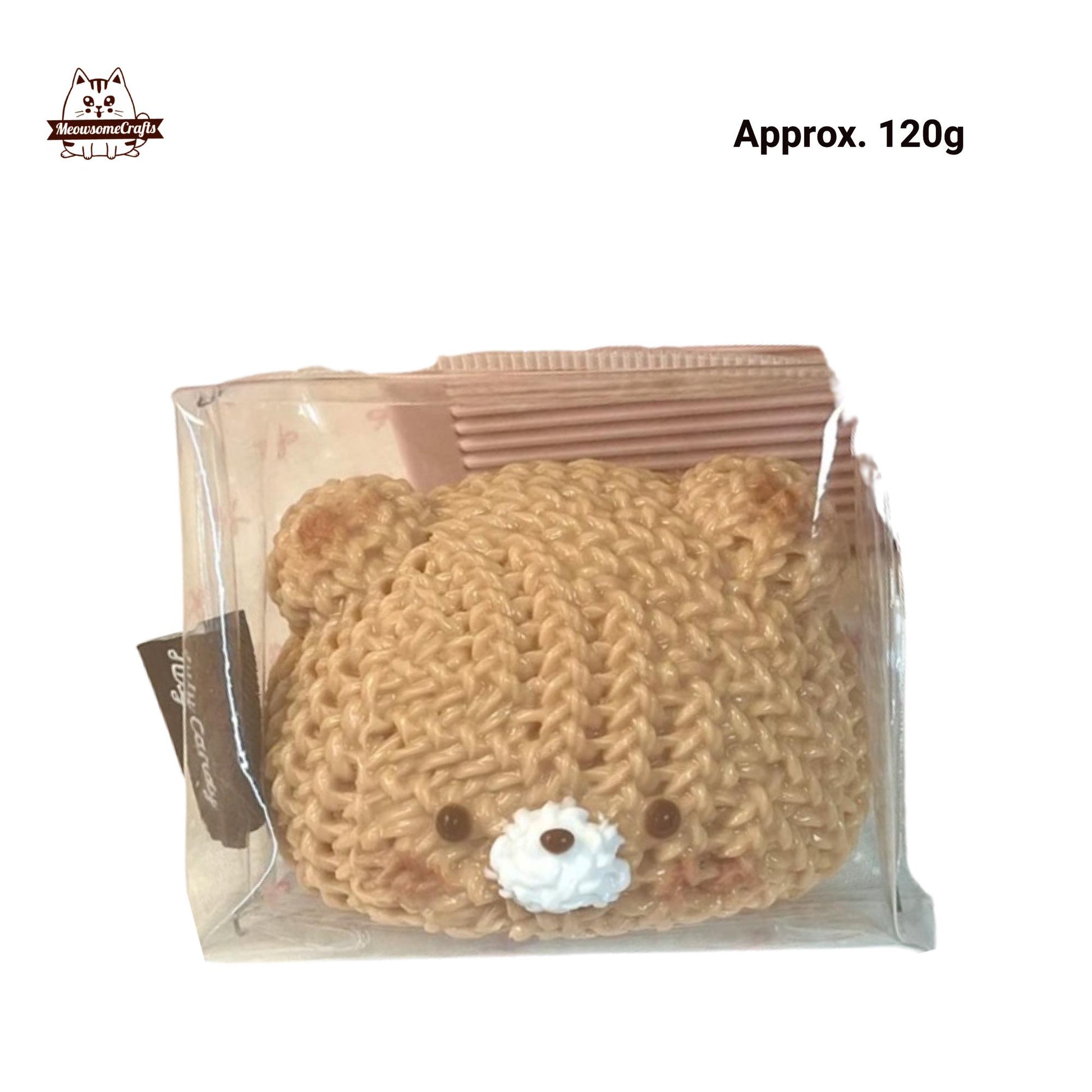 Furry Crochet Bunny Bear Pig Faces Handmade Squishy Fidget Toy - B