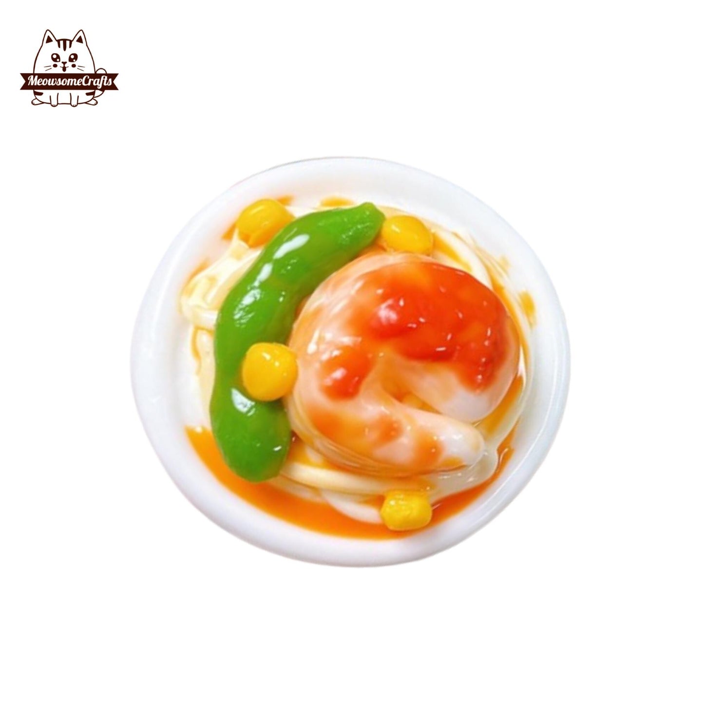 Pasta Shrimp Peas Corn Plate Handmade Squishy Fidget Toy