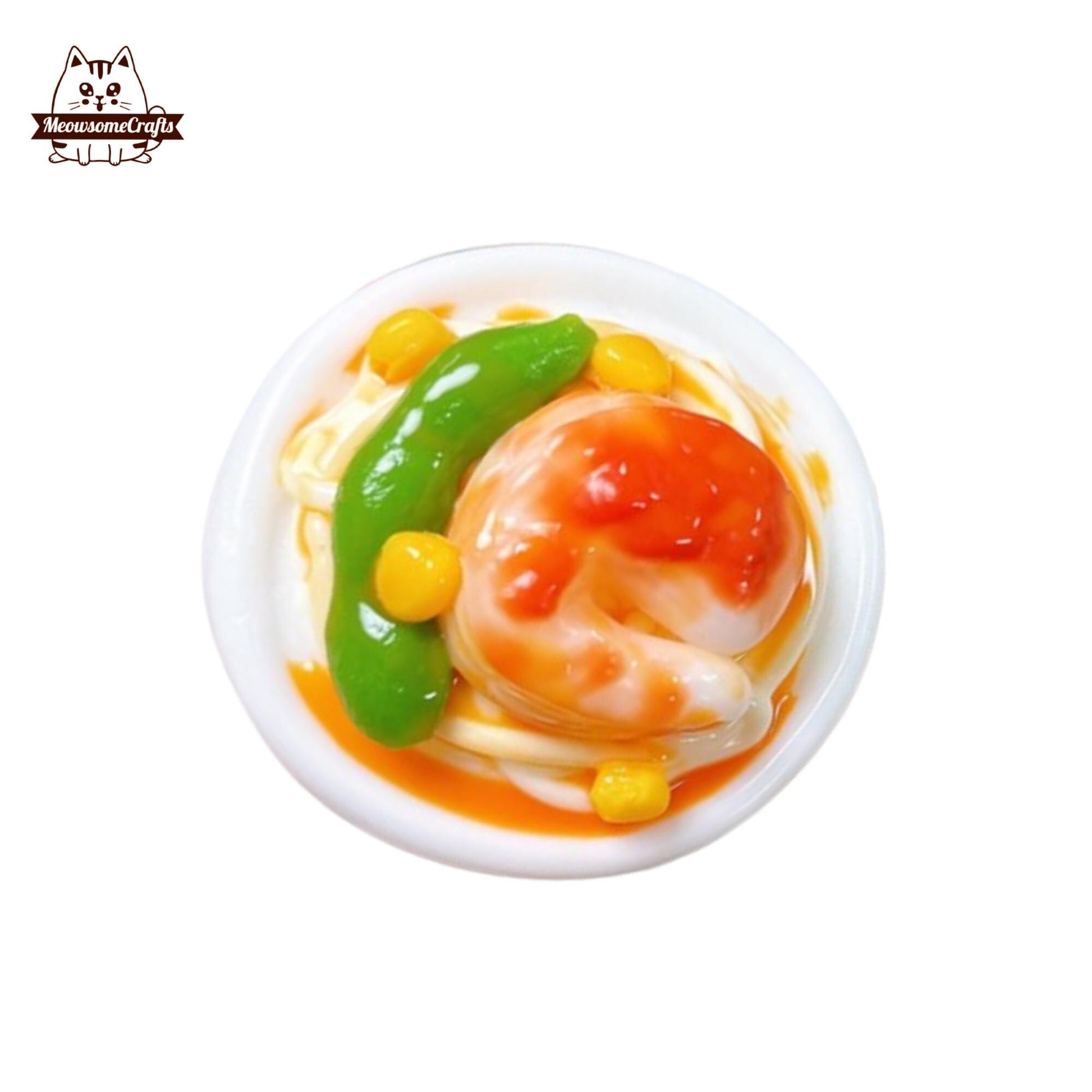 Pasta Shrimp Peas Corn Plate Handmade Squishy Fidget Toy