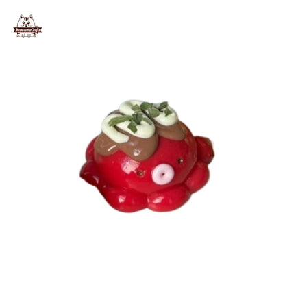 Kawaii Octopus With Food Hats Keychain Handmade Squishy Fidget Toy - B