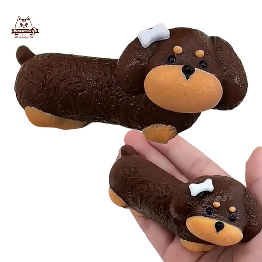 Soft Furry Dachshund Puppy Dog Customizable Handmade Squishy Fidget Toy