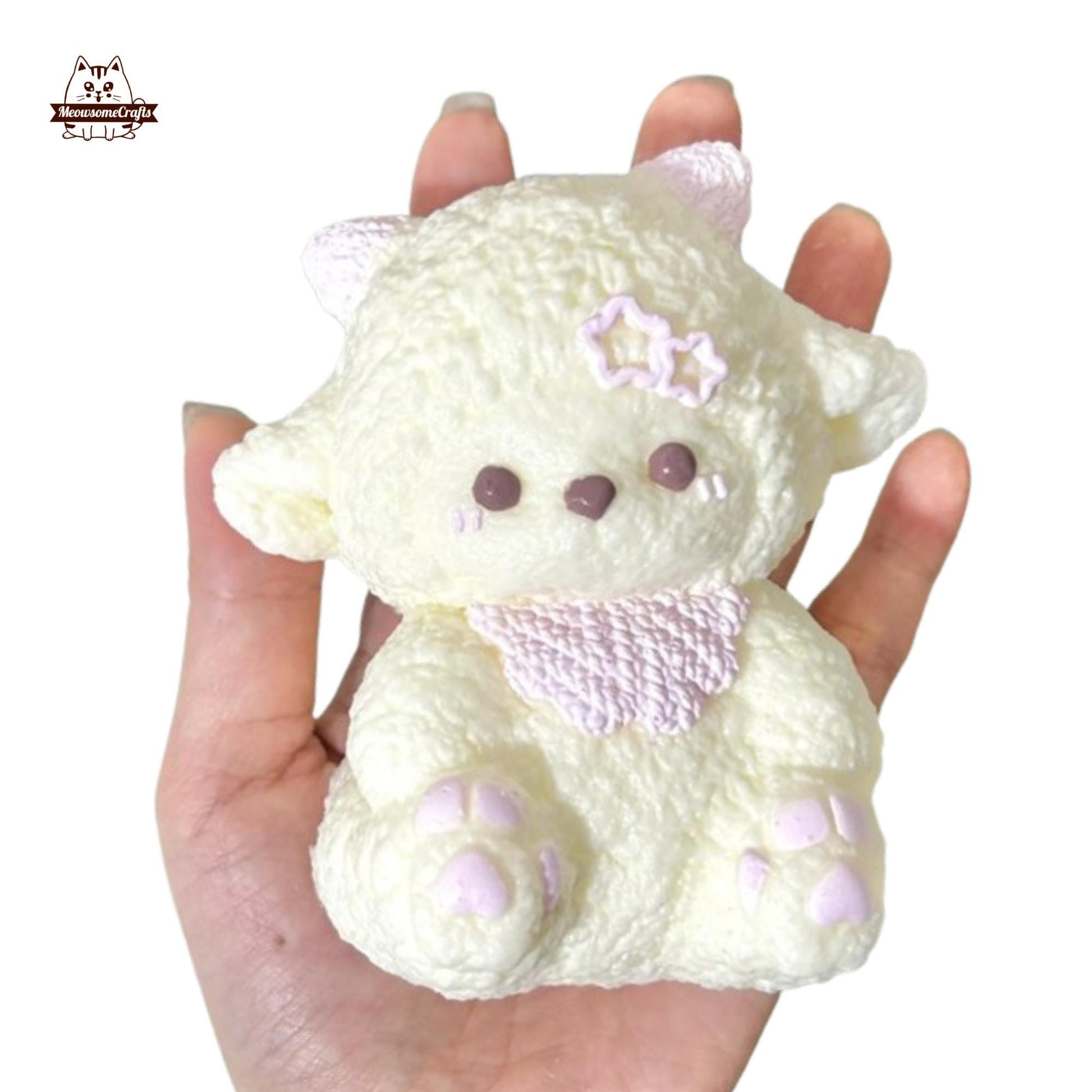 Cute Sitting Furry Sheep Lamb Animal Handmade Squishy Fidget Toy - Purple
