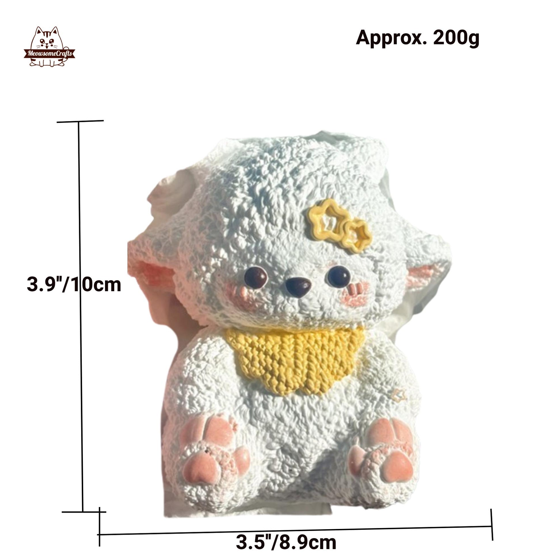 Cute Sitting Furry Sheep Lamb Animal Handmade Squishy Fidget Toy - Yellow