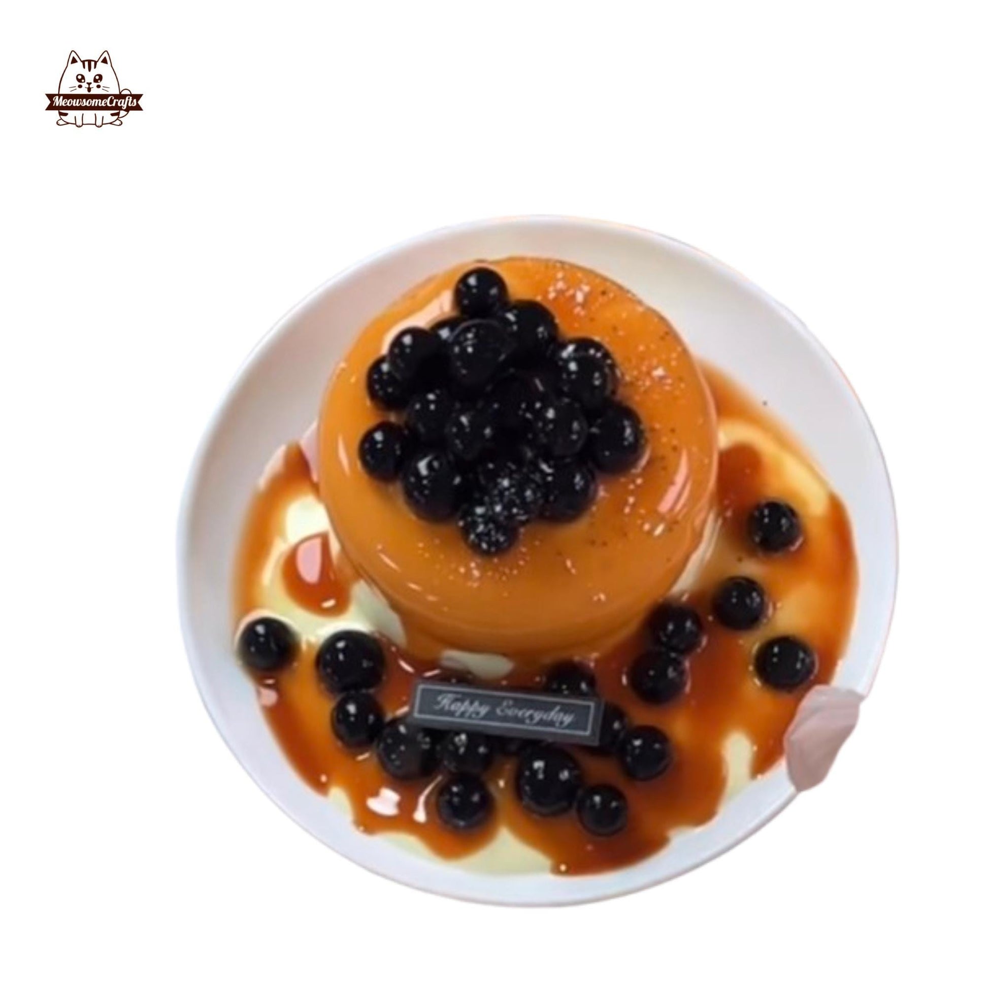 Souffle Pancake with Brown Sugar Boba Toppings Taba Squishy Squeezable Anxiety Stress Relief Sensory Fidget Toys