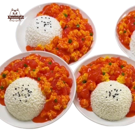 Scrambled Eggs With Tomatoes On Rice Food Handmade Squishy Fidget Toy