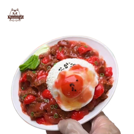 Braised Beef Sunny Side Up Egg Plate Food Handmade Squishy Fidget Toy