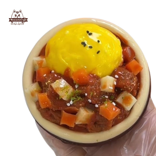 Beef Carrot Potato Omurice Bowl Food Handmade Squishy Fidget Toy