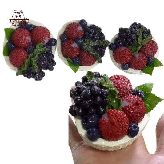 Slow Rising Mixed Berry Tart Strawberry Blueberry Dessert Food Handmade Squishy Fidget Toy