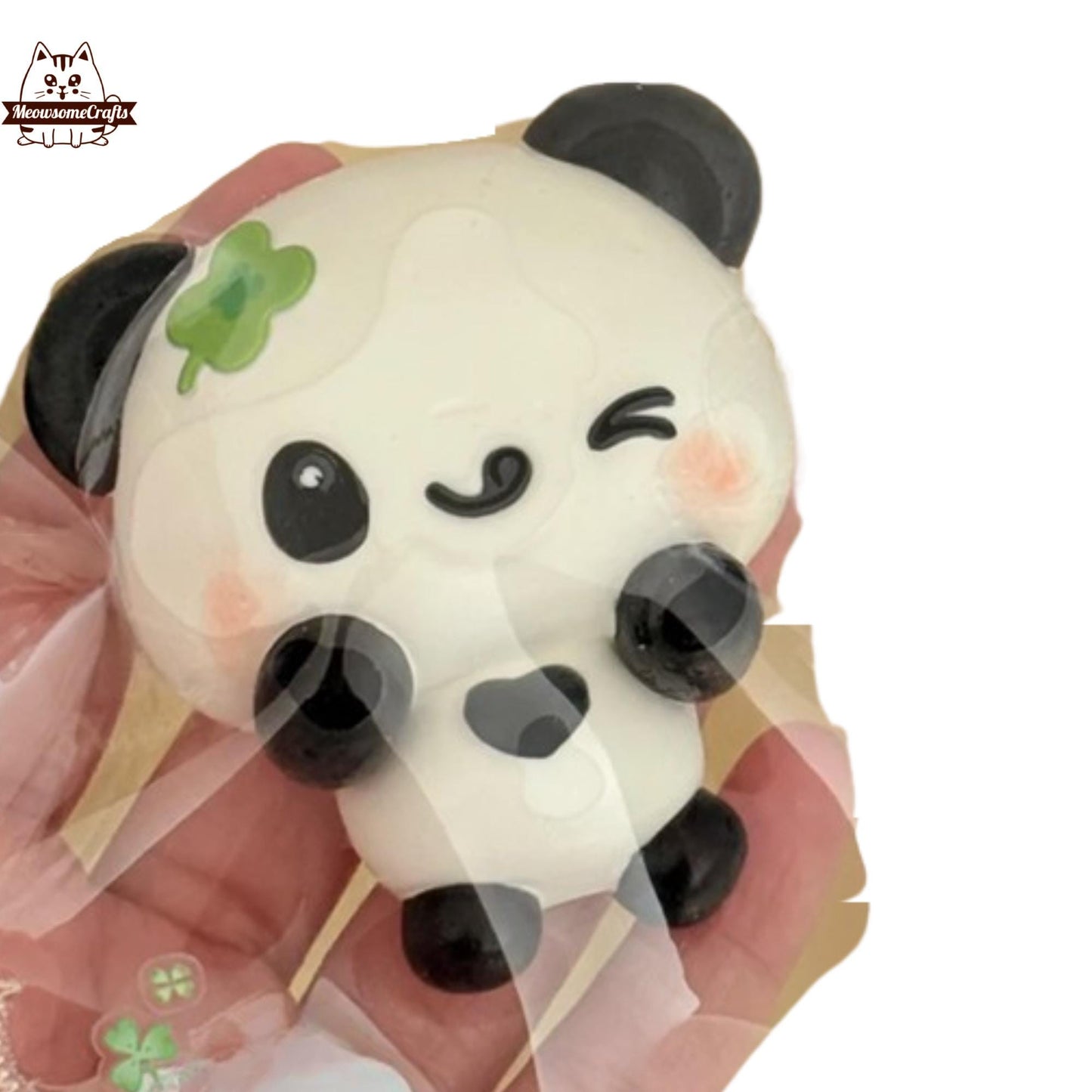 Kawaii Winking Panda Bear Handmade Squishy Fidget Toy