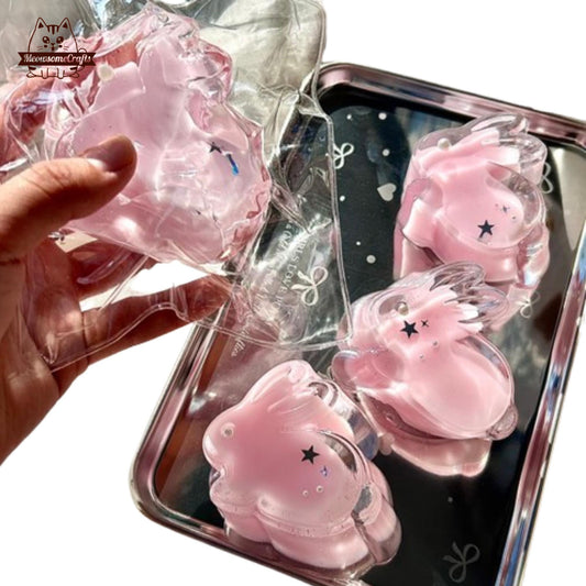 Pink Transparent Bunny Handmade Squishy Fidget Toy