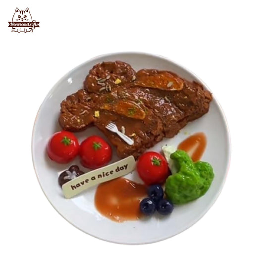 Steak Tomato Plate Food Handmade Squishy Fidget Toy