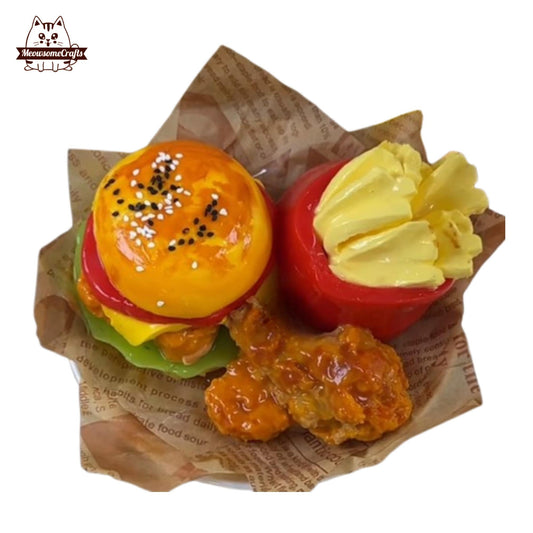 Burger Fries Chicken Combo Food Handmade Squishy Fidget Toy