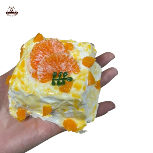 Soft Cream Mango Tangerine Cake Slice Dessert Food Handmade Squishy Fidget Toy