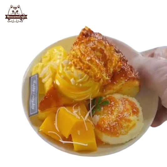 Mango Pie Thai Sweets Plate Dessert Food Handmade Squishy Fidget Toy