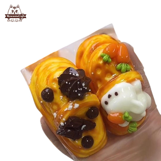 Slow Rising Kawaii Bunny Chocolate Pastry Food Handmade Squishy 2pc Fidget Toy