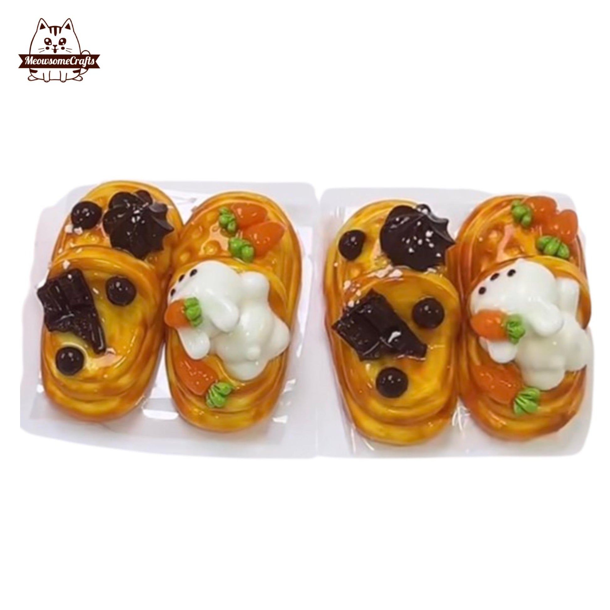 Slow Rising Kawaii Bunny Chocolate Pastry Food Handmade Squishy 2pc Fidget Toy