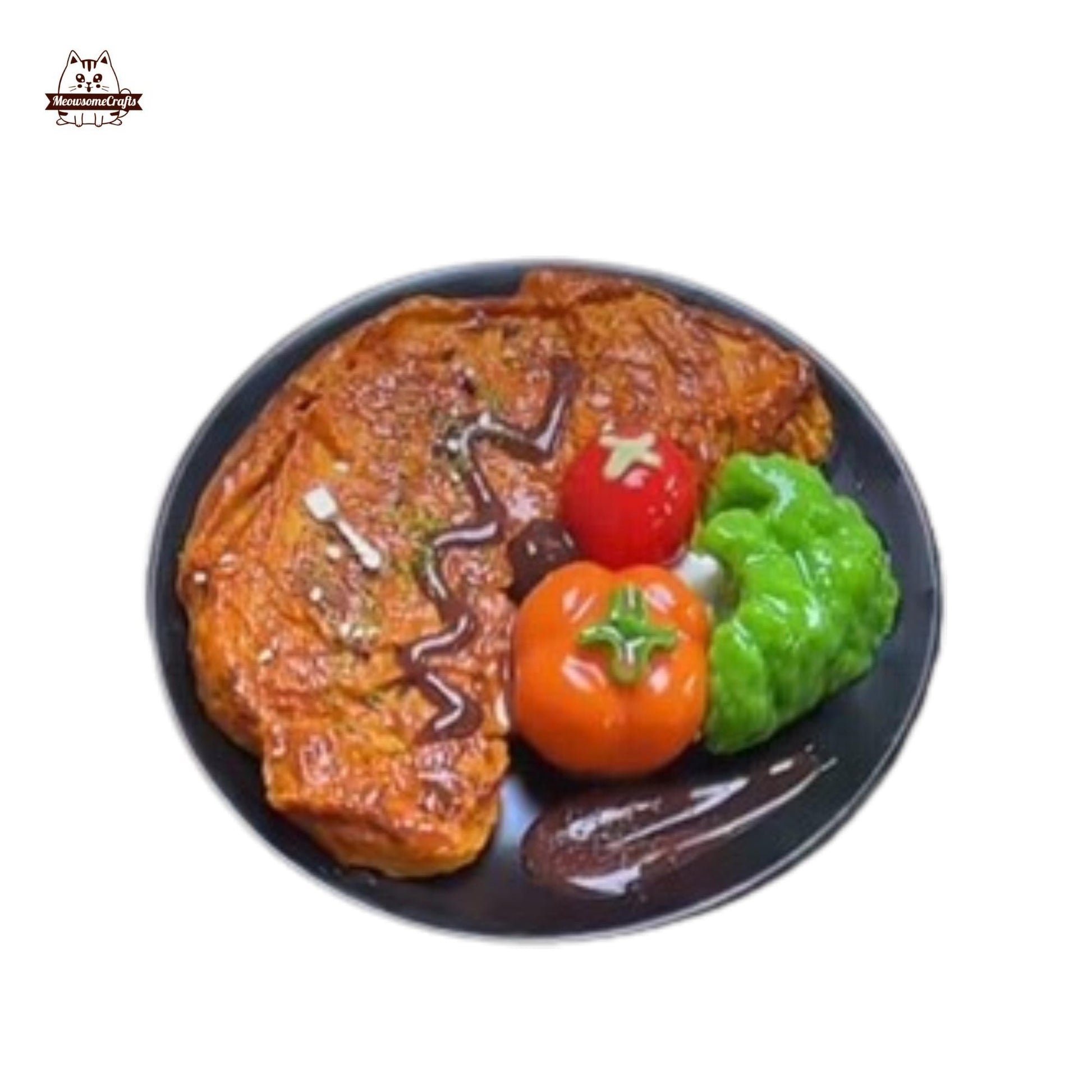 Realistic Steak Broccoli Tomato Plate Food Handmade Squishy Fidget Toy