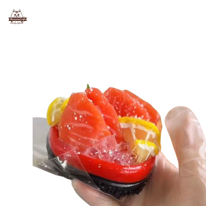 Realistic Sashimi Sushi With Lemon & Ice Food Handmade Squishy Fidget Toy