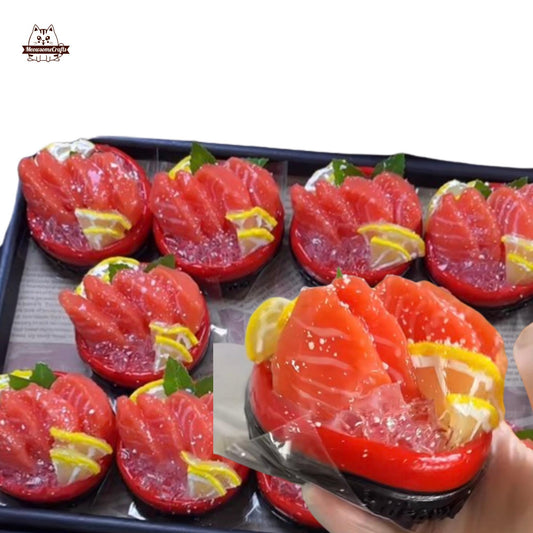 Realistic Sashimi Sushi With Lemon & Ice Food Handmade Squishy Fidget Toy