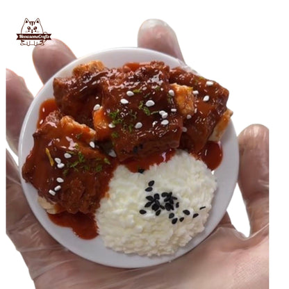 Roasted Ribs Rice Plate Food Handmade Squishy Fidget Toy