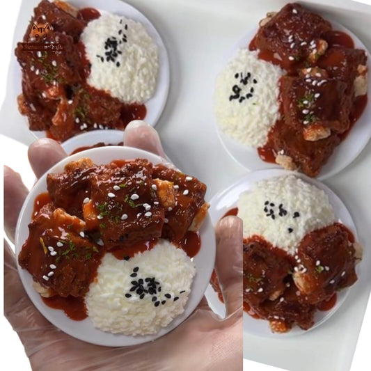 Roasted Ribs Rice Plate Food Handmade Squishy Fidget Toy