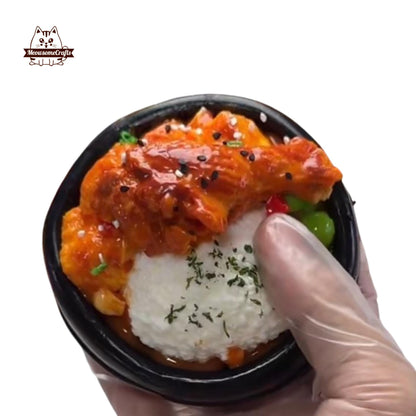 Chicken Leg Drumsticks Rice Plate Food Handmade Squishy Fidget Toy