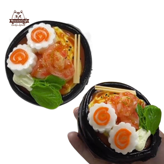 Shrimp Noodles Plate Food Handmade Squishy Fidget Toy