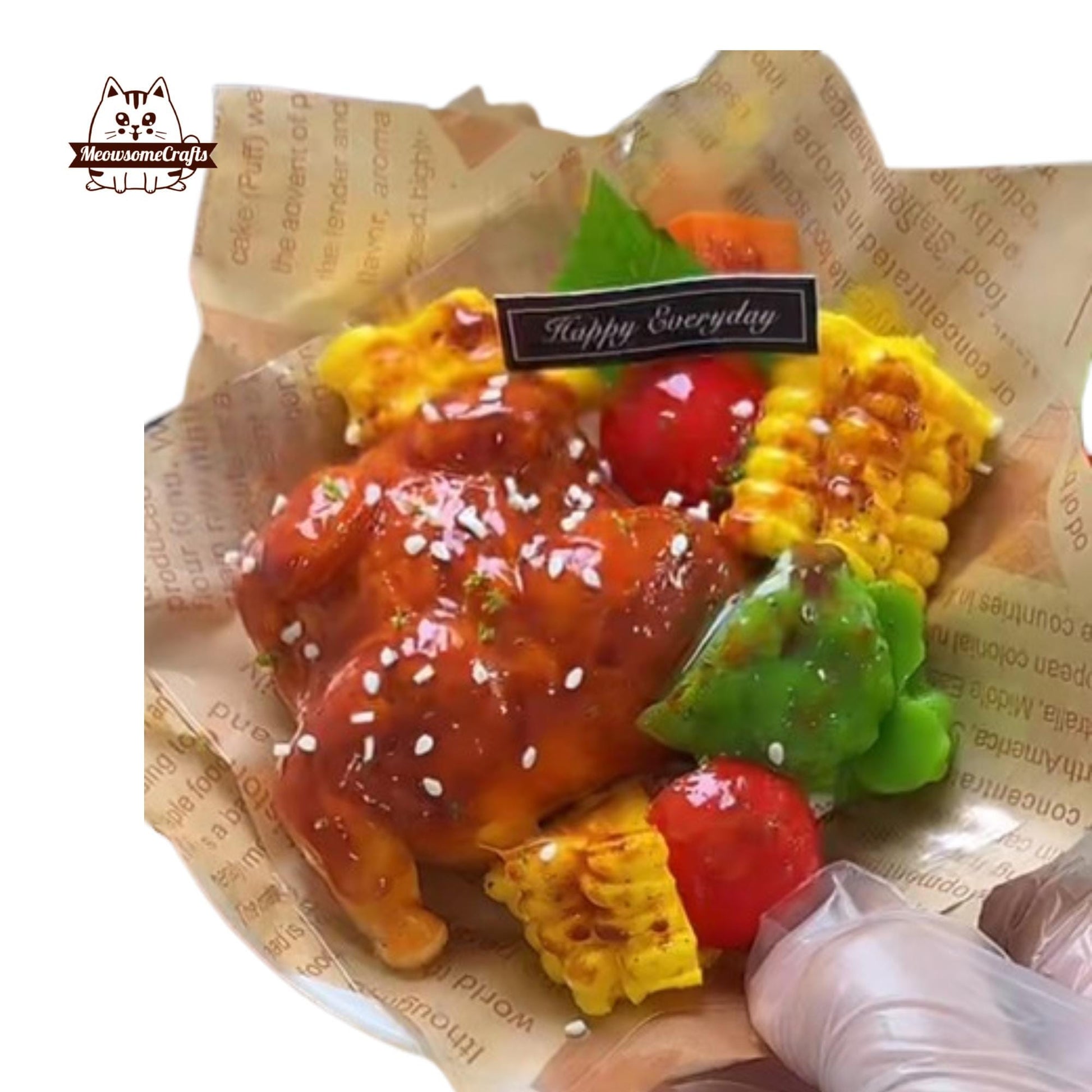Whole Roast Chicken Veggies Food Handmade Squishy Fidget Toy