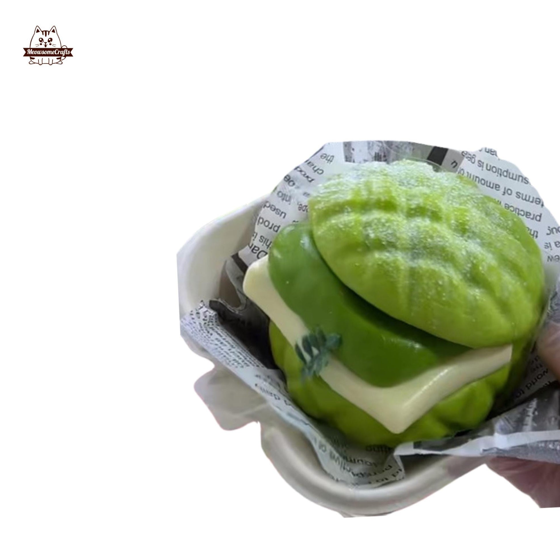 Butter Bread Sandwich Food Handmade Squishy Fidget Toy - Green