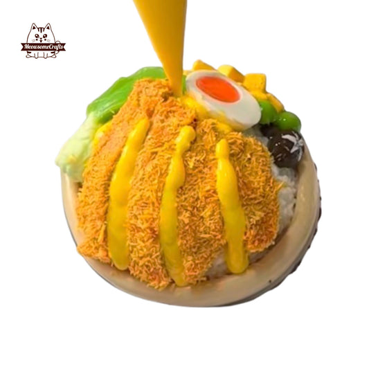 Chicken Katsu Rice Bowl Food Handmade Squishy Fidget Toy
