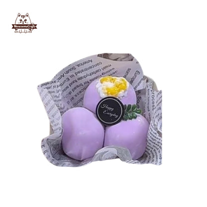Purple Pink Taro Mochi Bread Trio Food Handmade Squishy Fidget Toy - Purple