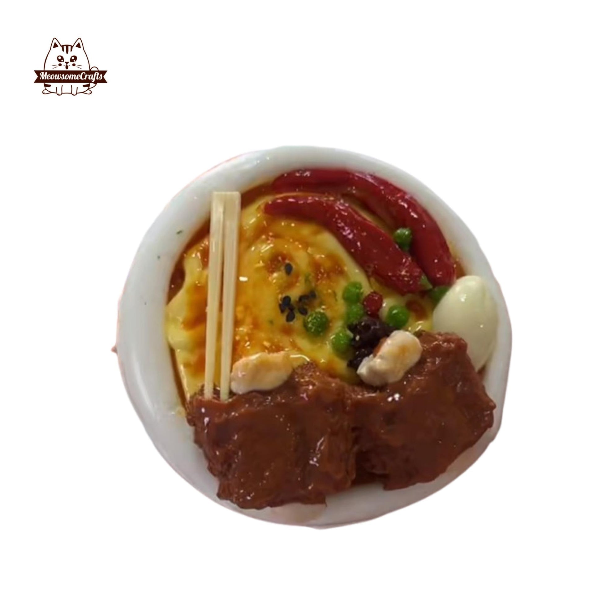 Meat Chunks Egg Red Chili Peppers Plate Food Handmade Squishy Fidget Toy