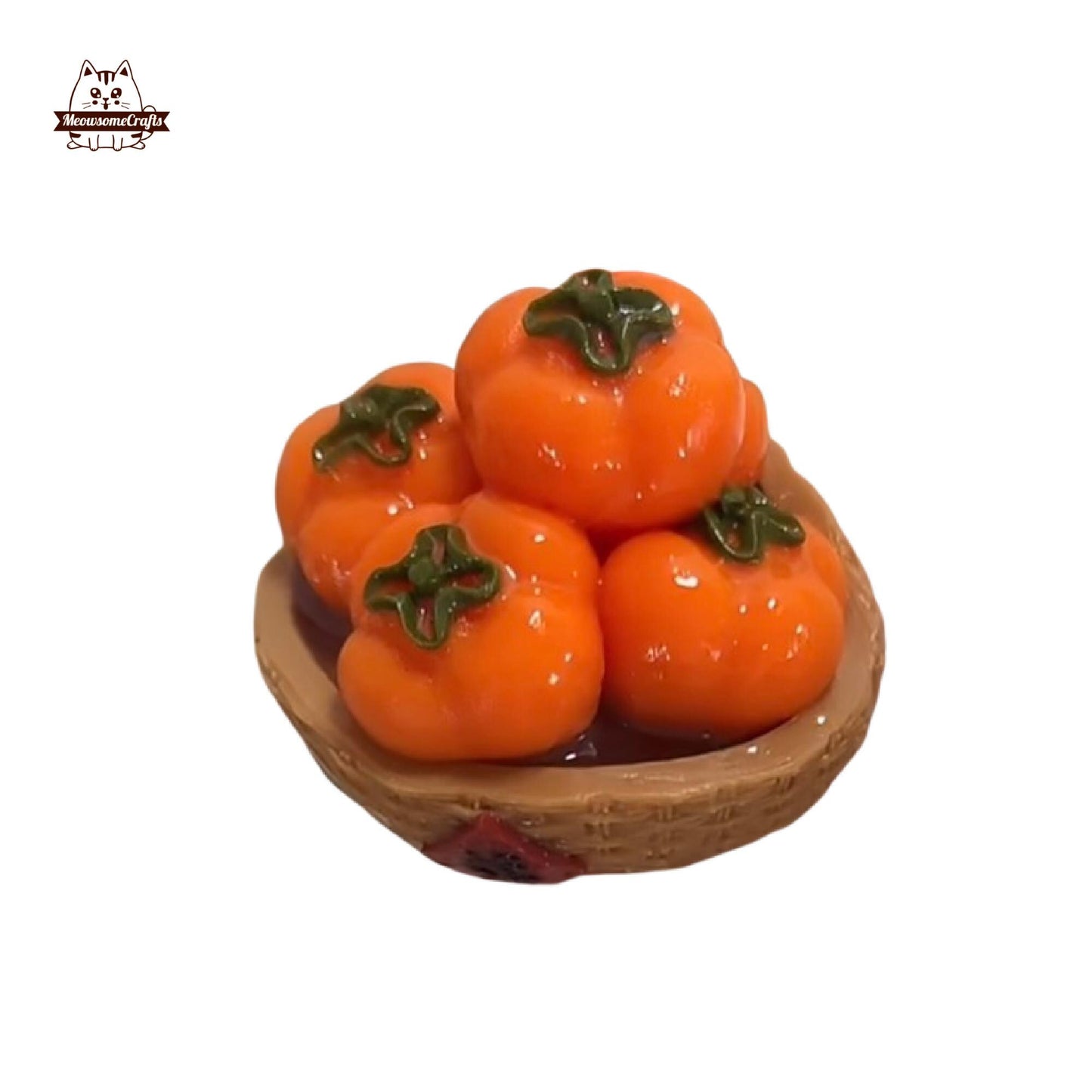 Realistic Basket of Persimmons Fruits Food Handmade Squishy Fidget Toy