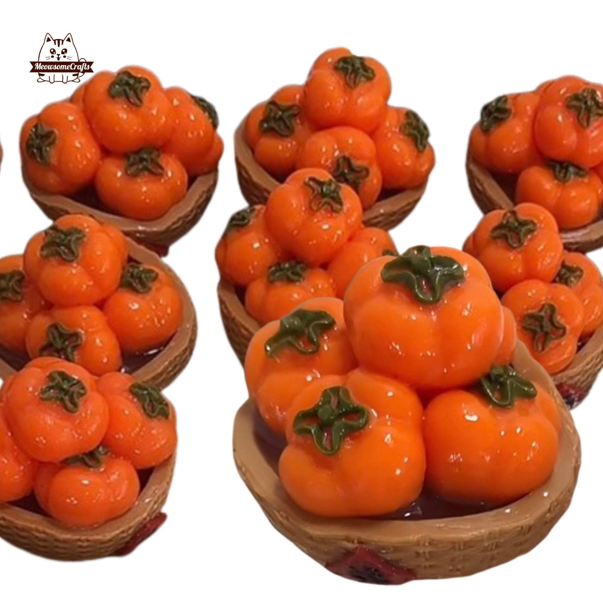 Realistic Basket of Persimmons Fruits Food Handmade Squishy Fidget Toy