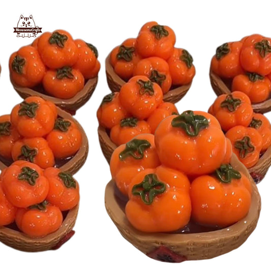 Realistic Basket of Persimmons Fruits Food Handmade Squishy Fidget Toy