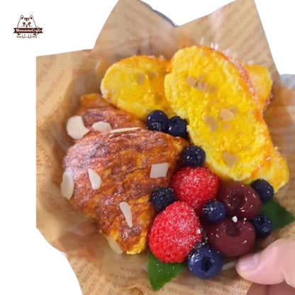 Realistic Fruit Croissant Squishy Pastry With Toast & Berries Food Handmade Squishy Fidget Toy