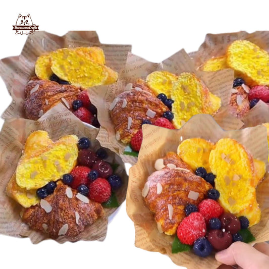 Realistic Fruit Croissant Squishy Pastry With Toast & Berries Food Handmade Squishy Fidget Toy