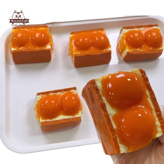 Slow Rising Realistic Egg Jumbo Bread Toast Food Handmade Squishy Fidget Toy