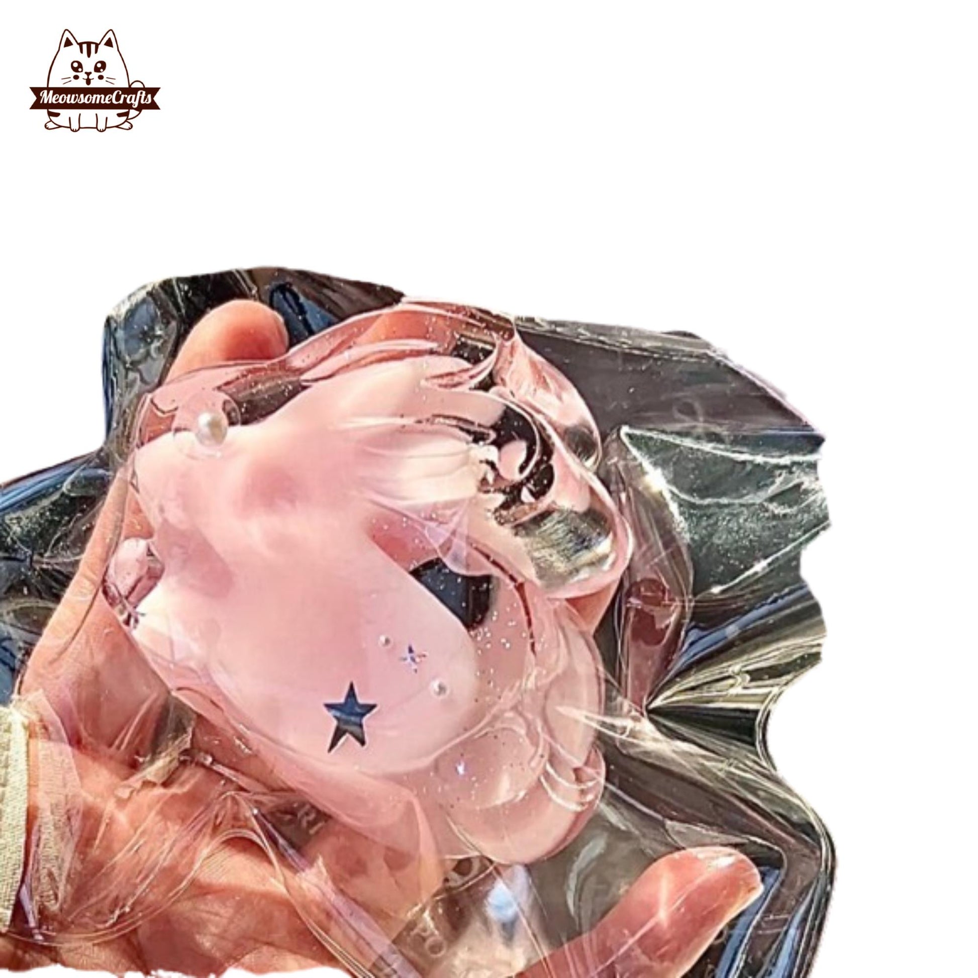 Pink Transparent Bunny Handmade Squishy Fidget Toy