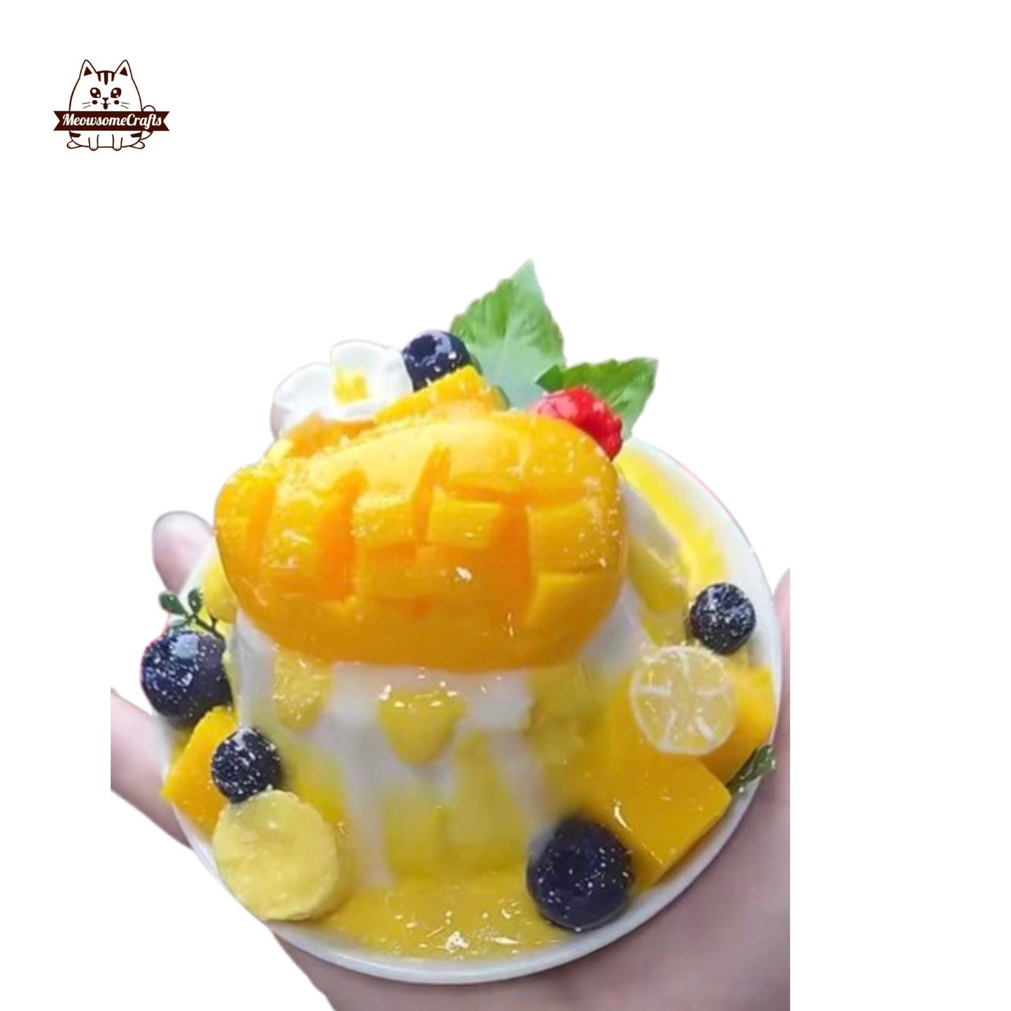 Kawaii Mango Pudding Dessert Food Handmade Squishy Fidget Toy