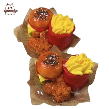 Burger Fries Chicken Combo Food Handmade Squishy Fidget Toy
