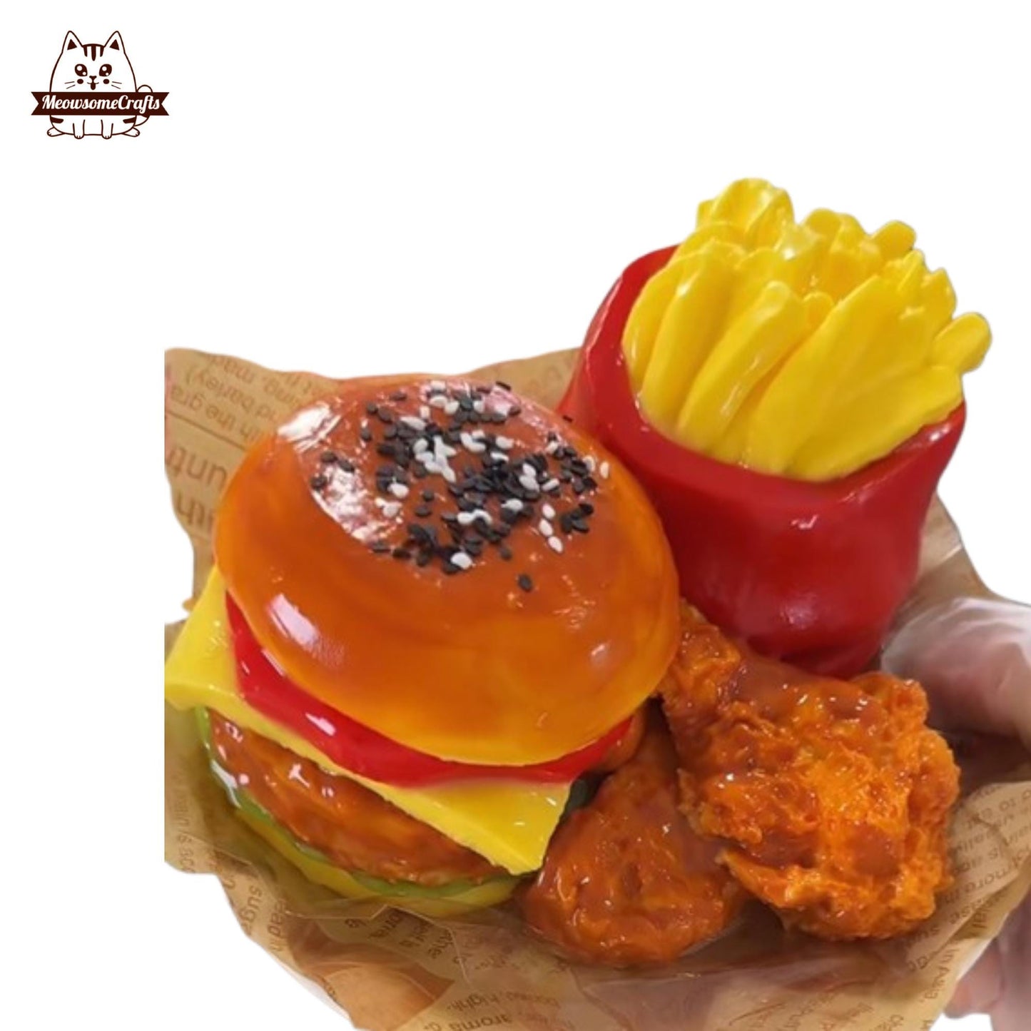 Burger Fries Chicken Combo Food Handmade Squishy Fidget Toy