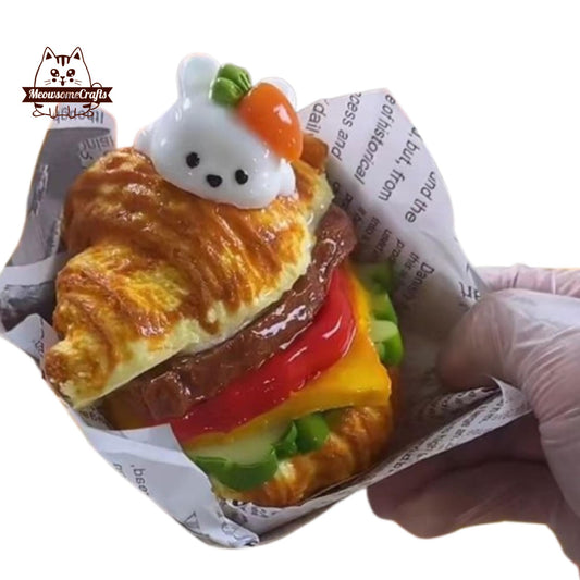 Croissant Sandwich Food Handmade Squishy Fidget Toy