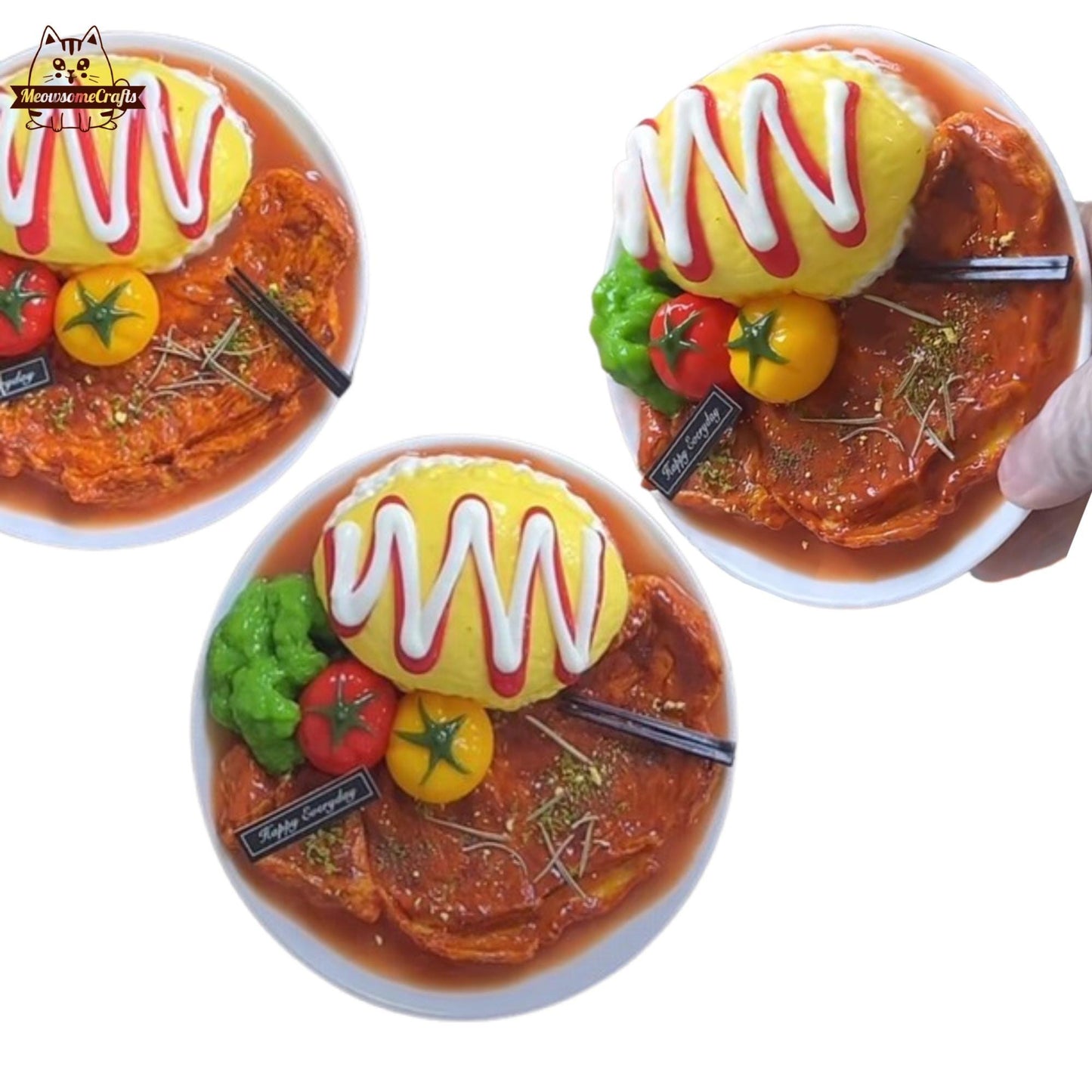 Pork Chop Omurice Food Taba Squishy Stress Relief Sensory Stress Relief Toy