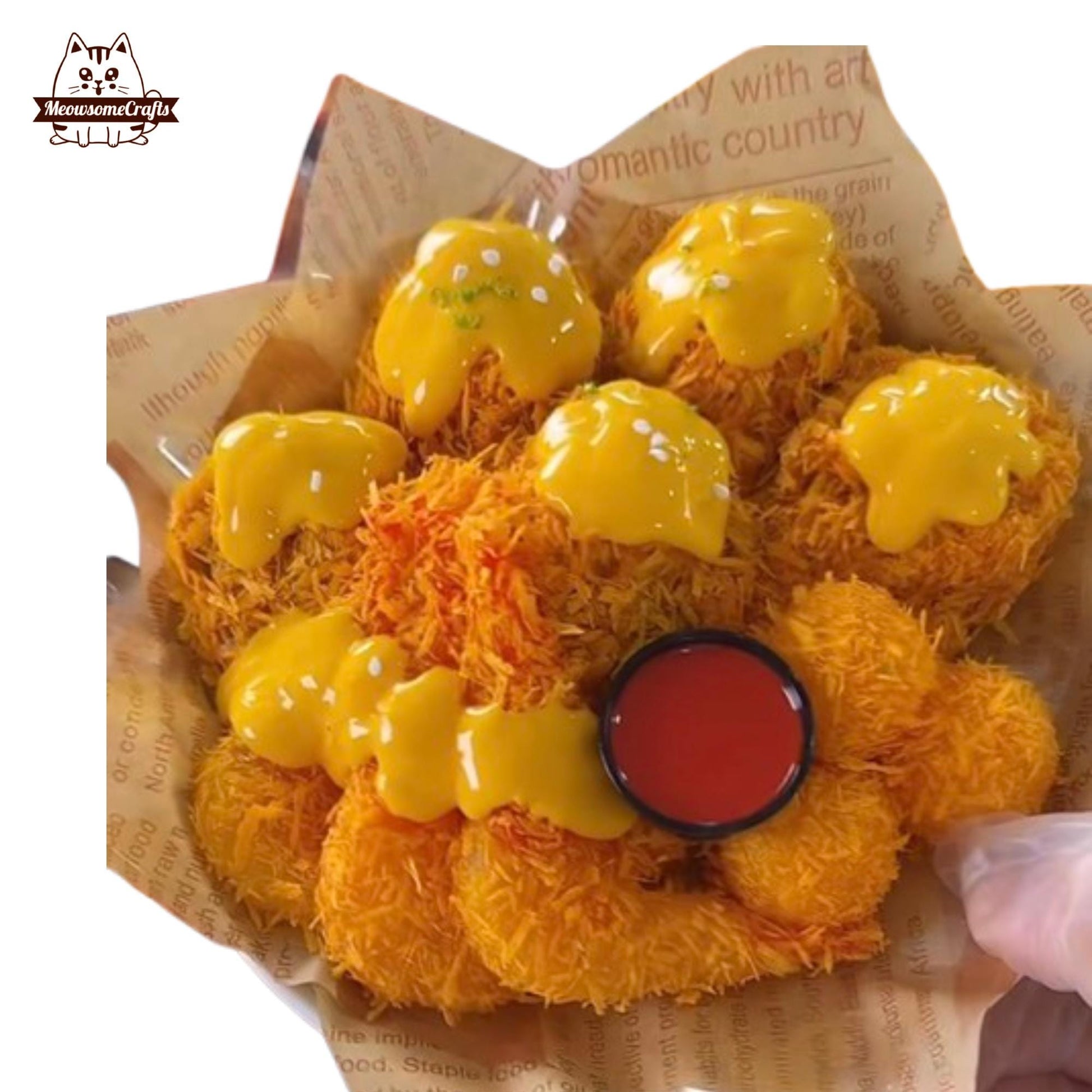 Deep Fried Crispy Snacks Cheese Drizzle Fried Chicken Food Handmade Squishy Fidget Toy