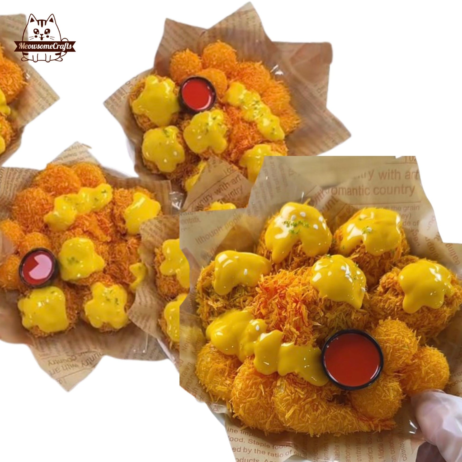 Deep Fried Crispy Snacks Cheese Drizzle Fried Chicken Food Handmade Squishy Fidget Toy