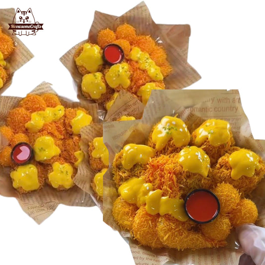 Deep Fried Crispy Snacks Cheese Drizzle Fried Chicken Food Handmade Squishy Fidget Toy